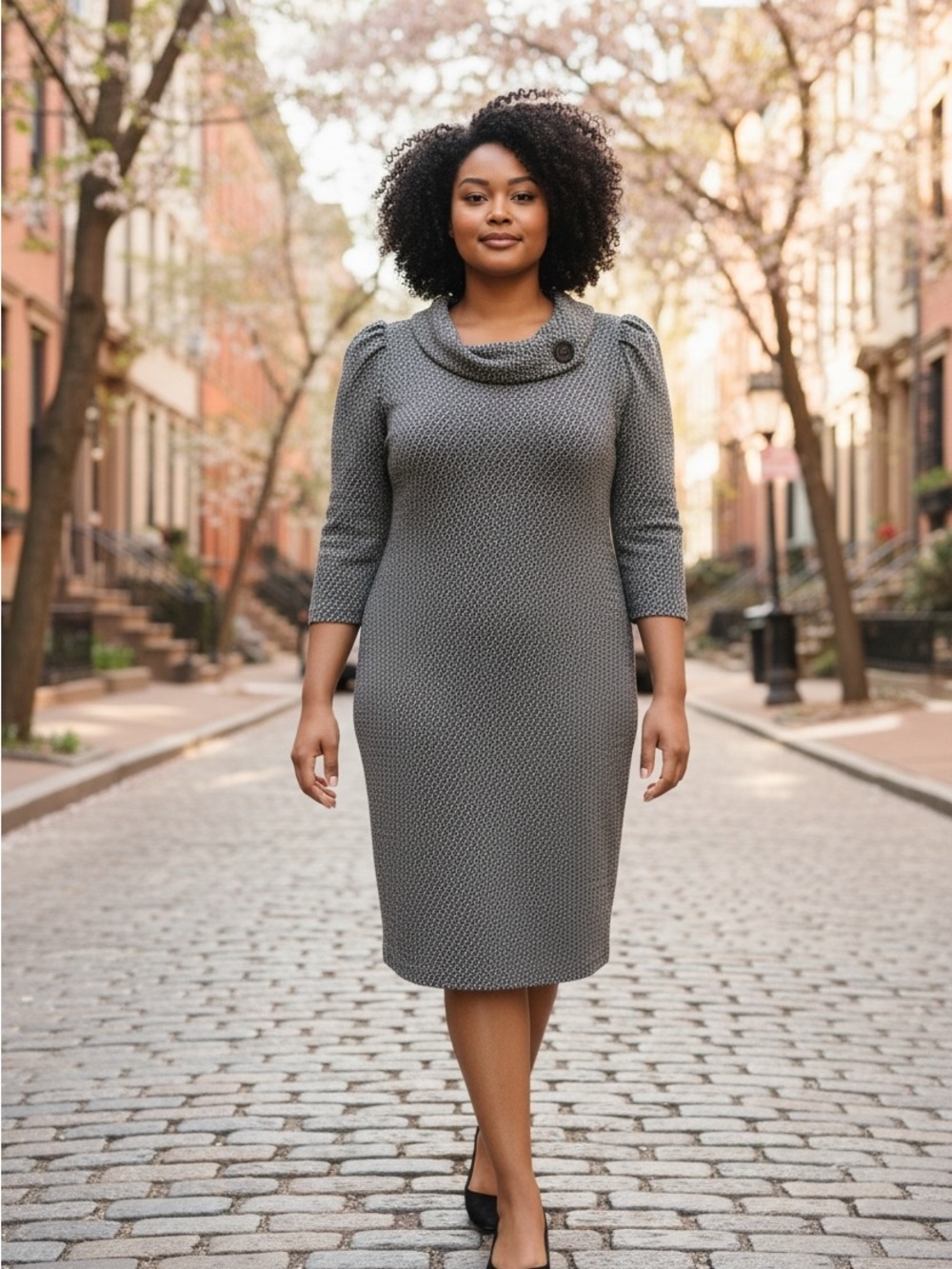 Talbots Gray Textured Wool Blend Sheath Dress Size 14